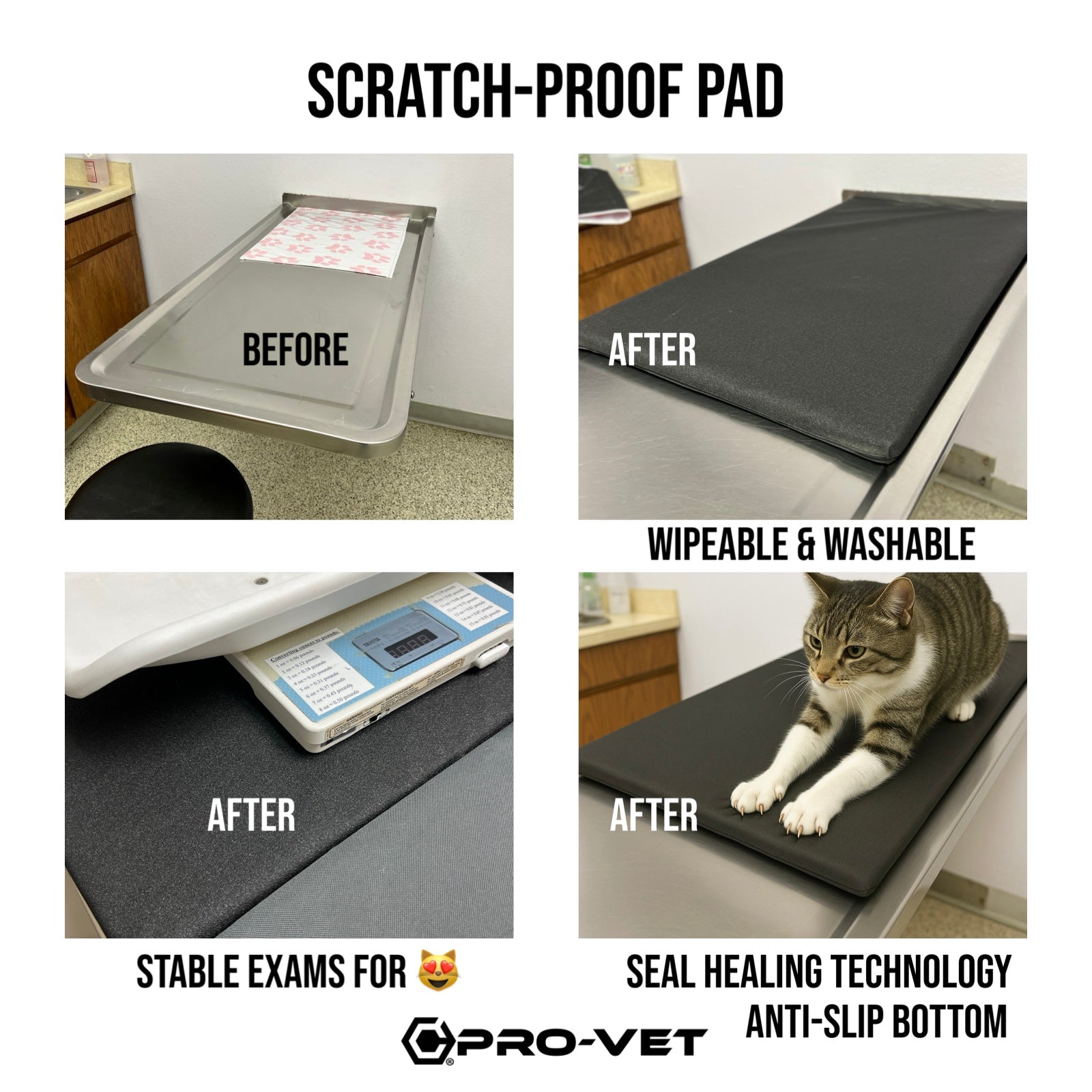 Claw-Proof Veterinary Exam & Surgery Table Pad with Anti-slip base corners