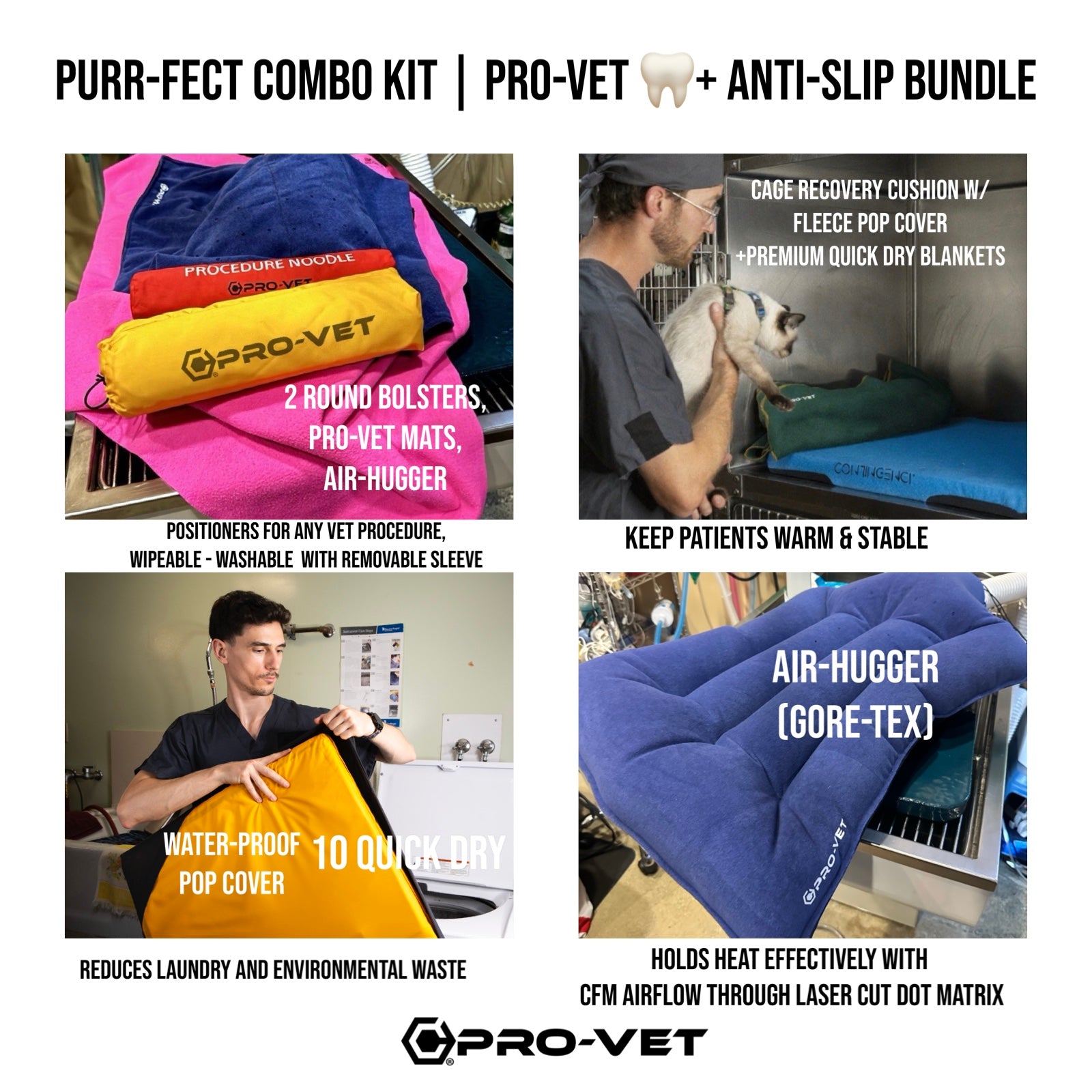 contingenci Pro-Vet Purr-fect Combo Kit with various veterinary products and vet tech RVT