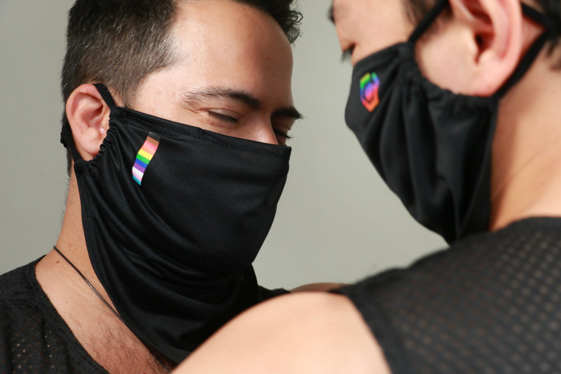Person in Pride Erron adjustable face bandana designed for multiple activities     