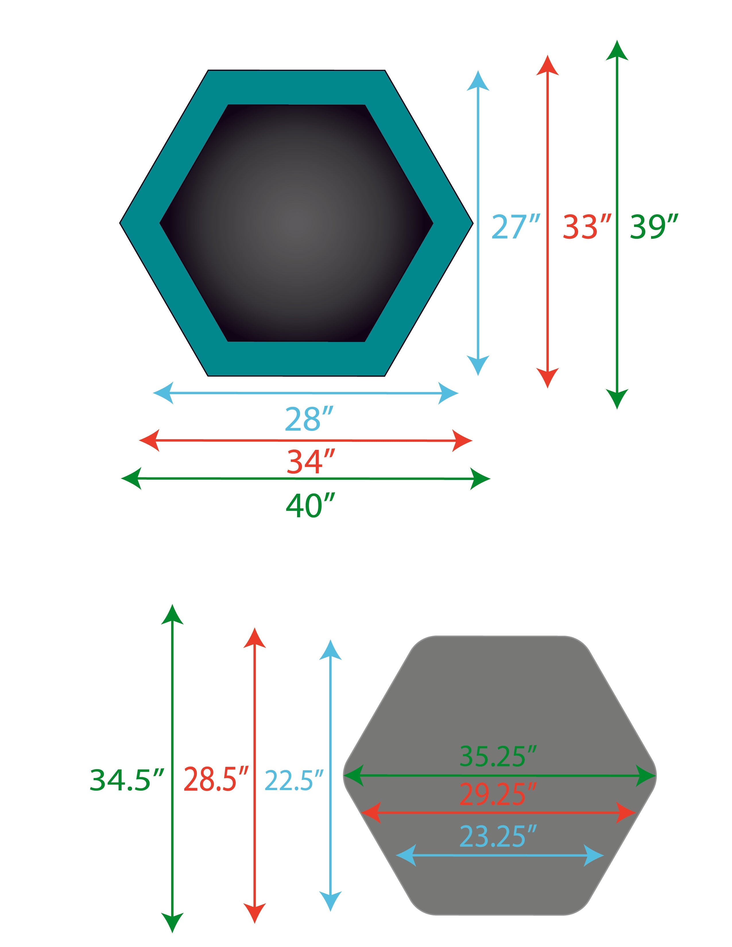Infographic detailing demontions: size and measurement of bully dog beds made from upcycled fabrics