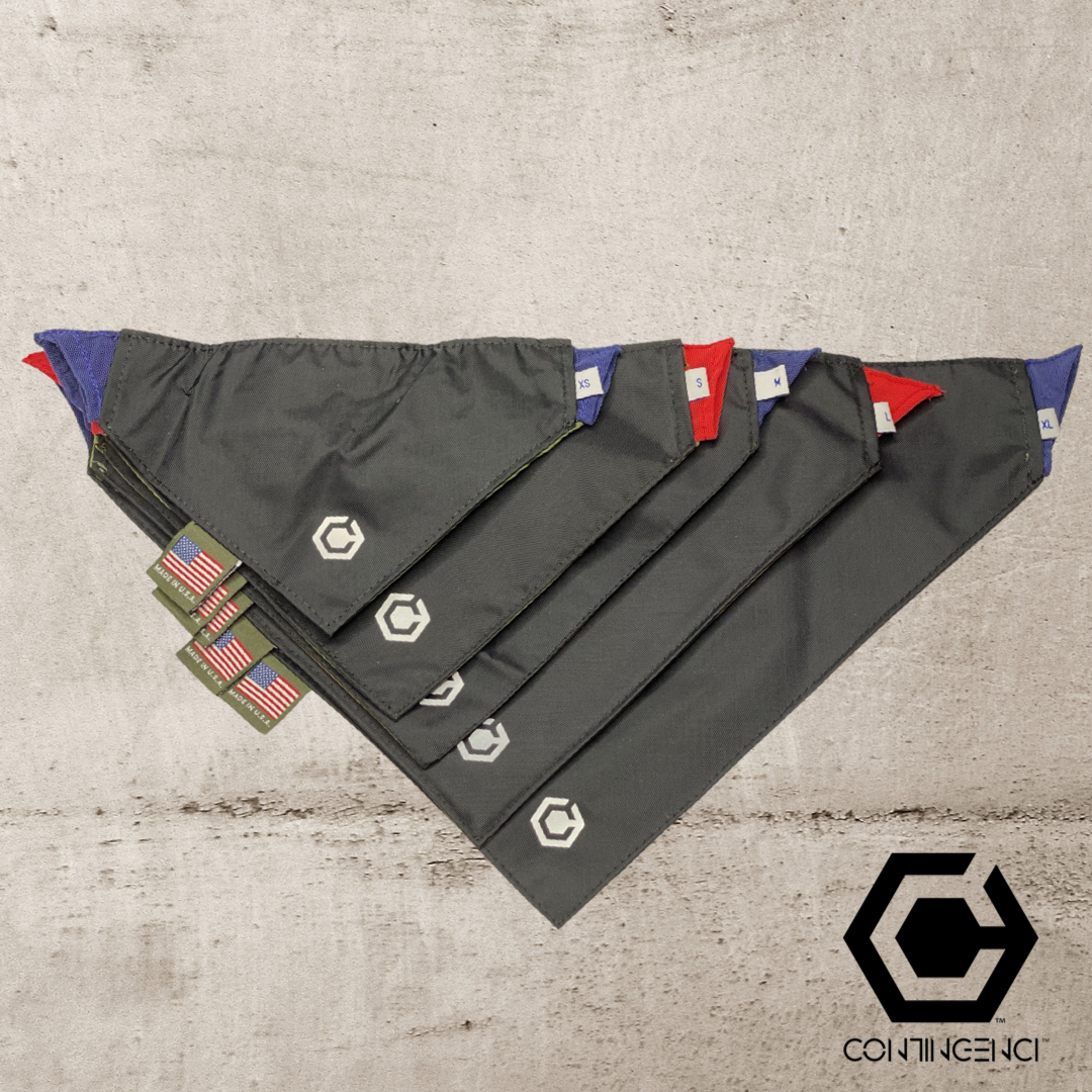 Water resistant eco-friendly dog bandana made from recycled outdoor fabrics   